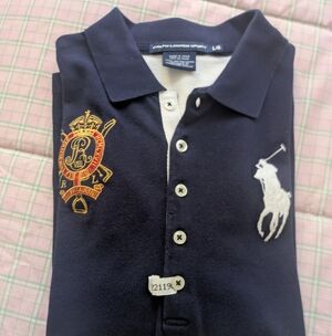 Women's Polo Ralph Lauren Dark Blue Polo with Embroidered Crest.